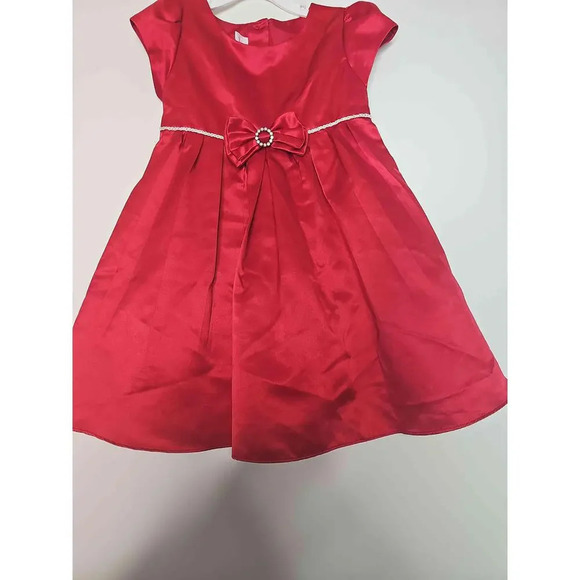 La Princess Red Satin Bow Embellished Formal Dress Size 36 Months 3T - Picture 4 of 9